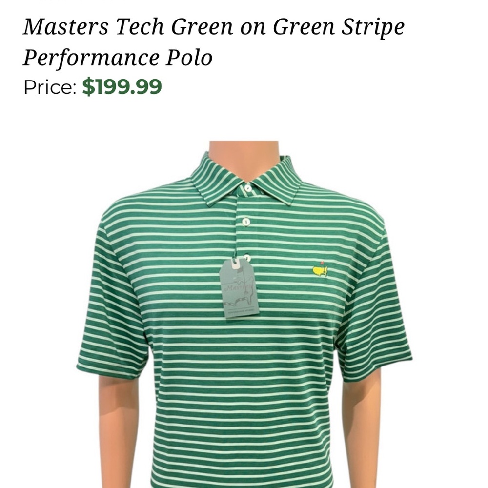 Masters Tech Green Stripe Performance Polo